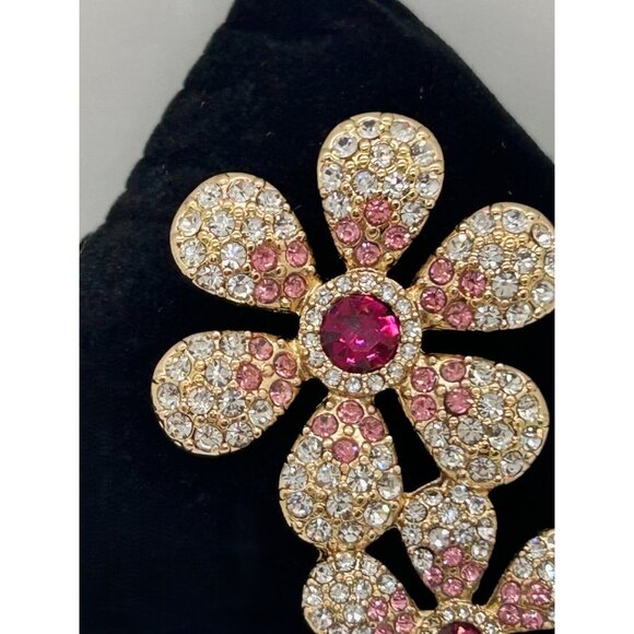 Isaac Mizrahi Floral Brooch Clear and Pink Crystal Flowers with Tag  Statement - Picture 11 of 13